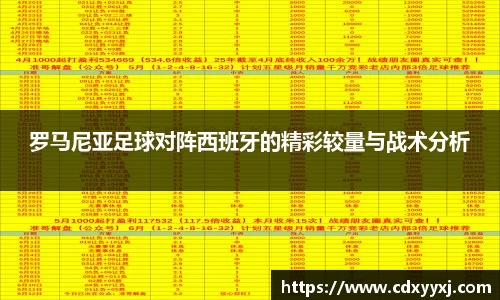 罗马尼亚足球对阵西班牙的精彩较量与战术分析